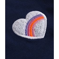Babyhug Cotton Looper Knit Full Length Track Pants With Heart Patch - Navy Blue