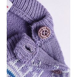Babyhug Knit Full Sleeves Sweater Set with Abstract Design - Lavender