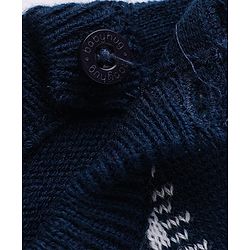 Babyhug Knit Full Sleeves Sweater Set with Snow-Man & Snow Deer Design - Navy Blue