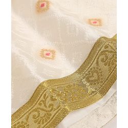 Babyhug Brocade Woven Lehenga and Choli with Half Sleeves and Diamond Pattern Embroidery in White for New born