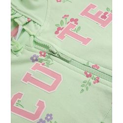 Babyhug 100% Cotton Terry Knit Full Sleeves Hooded Jacket & Jogger With Floral Print - Green