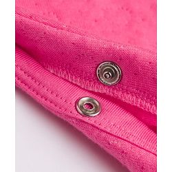 Babyhug Knit Full Sleeves Hooded Winter Wear Romper With Fox Patch - Fuchsia
