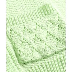 Babyhug Knit Full Raglan Sleeves Embroidered Front Open Sweater - Light Green