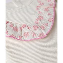 Babyhug 100% Cotton Knit Top and Skirt with Half Sleeves and Floral Print in White