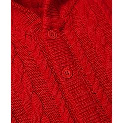 Babyhug Knit Full Sleeves Hooded Sweater with Cable Knit Design - Red