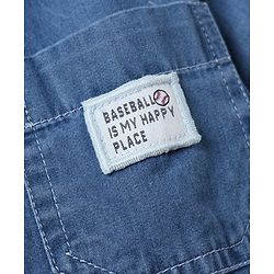 Babyhug 100% Cotton Denim Full Sleeves Washed Shirt With Baseball Is My Place Text Patch - Blue