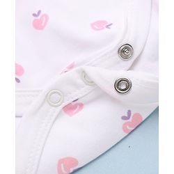 Babyhug 100% Cotton Interlock Knit Onesie and Hairband with Full Sleeves and Strawberry Print - Pink