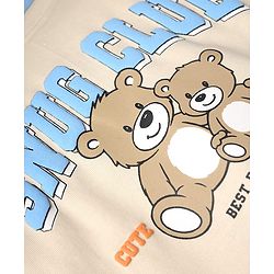 Babyhug 100% Cotton Knit Sweatshirt with Full Sleeves and Bear Print - Peach