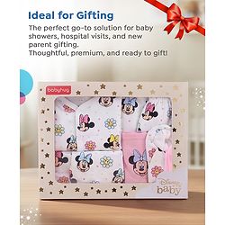 Babyhug Disney 100% Cotton Gift Set With Minnie Mouse Graphic - White