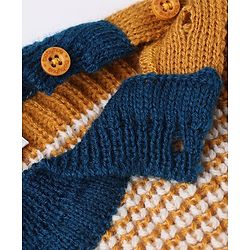 Babyhug Knit Sweater Set with Full Sleeves and Stripes Design in Royal Blue