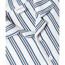 Babyhug 100% Cotton Knit Half Sleeves Resort Collar Stripe Structured Shirt - Blue
