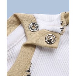 Babyhug Cotton Knit Rib Fabric Full Sleeves Co-ord T-Shirt & Pajama Night Suit with Tiger Print - White