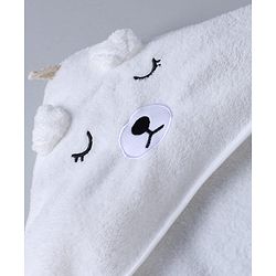 Babyhug Knit Hooded Towel With Animal Embroidery L 81 x B 81 cm - Grey