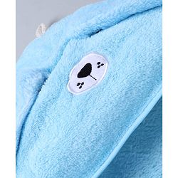 Babyhug Knit Hooded Towel With Animal Embroidery L 81 x B 81 cm - Blue