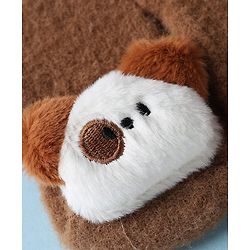 Cute Walk by Babyhug Knit Mid Calf Length Woolen Socks With Puppy Applique - Brown