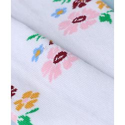 Cute Walk by Babyhug Knit Anti Bacterial Regular Tights With Floral Design - White