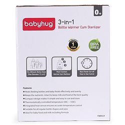 Babyhug 3-in-1 NutriWarm Bottle & Food Warmer with Sterilizer White| Even Heating| 40°C100°C Smart Control| BPA-Free | Auto Cut-Off| 1-Year Warranty| Travel friendly