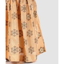 Babyhug Girls Half Sleeves Blouse & Chanderi Lehenga With Dupatta - Peach