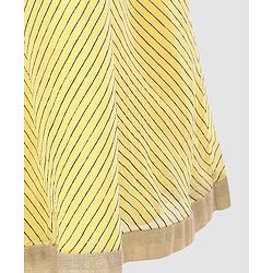 Babyhug Sleeveless Choli And Chevron Lehenga With Dupatta Floral Detailing - Yellow Pink