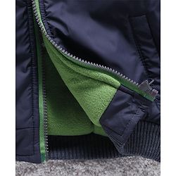 Babyhug Full Sleeves Jacket Mountain Range Patch - Navy Blue