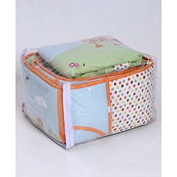 Babyhug Premium Cotton Crib Bedding Set Jungle Theme Small Pack of 6 - Multicolor (Cot not Included)