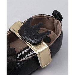 Cute Walk by Babyhug Party Wear Floral Embellished Booties - Black