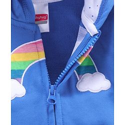 Babyhug Full Sleeves Hooded Sweat Jacket Cloud Patch - Blue