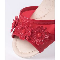 Cute Walk by Babyhug Party Wear Sandals Floral Motif - Black - EU 21 Red