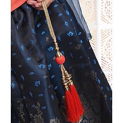 Babyhug Bell Sleeves Choli And Lehenga With Dupatta Zardosi Work - Coral Blue