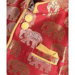Babyhug Full Sleeves 3 Piece Party Suit - Red - 4-5Y Red