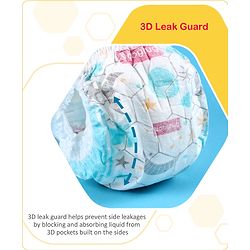 Babyhug Advanced Pant Style Diapers New Born (NB) Size - 64 Pieces, Honeycomb Technology, Cottony Soft Diaper with 3D Leak Guard, Latex & Alcohol Free, Anti-rash & Gentle