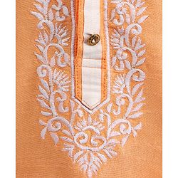 Babyhug Full Sleeves Kurta And Pyjama Set Embroidered - Yellow White