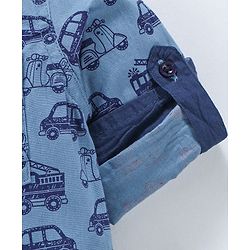 Babyhug Full Sleeves Shirt Vehicle Print - Blue