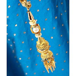 Babyhug Lehenga & 3/4 Sleeves Choli Set With Dupatta Dot Print - Pink Blue
