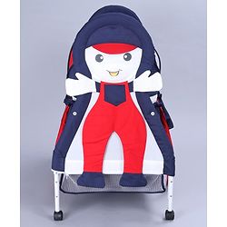 Babyhug Boy Print Cradle with Mosquito Net and Swing Lock Function-Blue Red| Storage Basket| Wheels with Lock| Easy Assembly| Balanced Swing