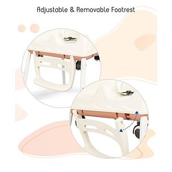 Babyhug 3 in 1 Comfy High Chair - Brown| High Chair, Feeding Chair & Booster Chair| Adjustable Double Food Tray| Removable PU Leather Seat| Safety Harness| Removable Footrest