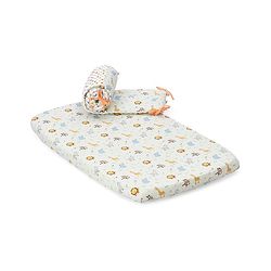 Babyhug Premium Cotton Head Support Bumper with Fitted Sheet for Cradle - Jungle Safari Theme