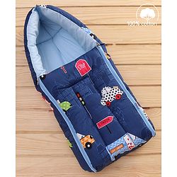 Babyhug Sleeping Bag Cars Print - Navy Blue