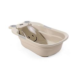 Babyhug Large Bath Tub with Bath Sling Smiley Print - Brown (Print may vary)