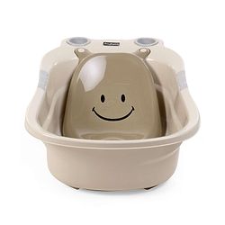 Babyhug Large Bath Tub with Bath Sling Smiley Print - Brown (Print may vary)