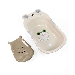 Babyhug Large Bath Tub with Bath Sling Smiley Print - Brown (Print may vary)