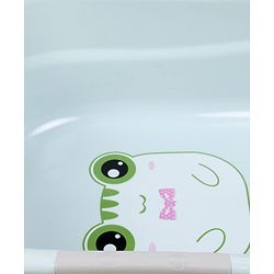 Babyhug Large Bath Tub with Bath Sling Smiley Print with Drainage Cap - Blue