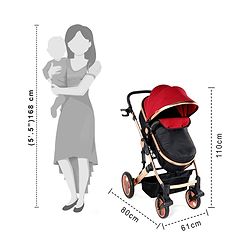 Babyhug Majestic Stroller Cum Carry Cot With Canopy - Red