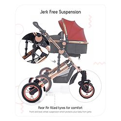 Babyhug Majestic Stroller Cum Carry Cot With Canopy - Red