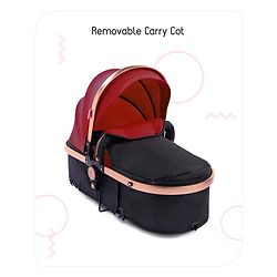Babyhug Majestic Stroller Cum Carry Cot With Canopy - Red