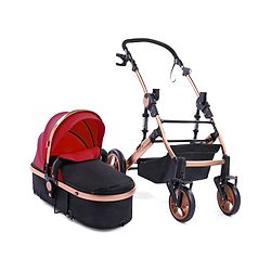 Babyhug Majestic Stroller Cum Carry Cot With Canopy - Red