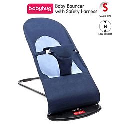 Babyhug Light weight Baby Bouncer with Safety Harness - Navy Blue