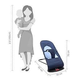Babyhug Light weight Baby Bouncer with Safety Harness - Navy Blue
