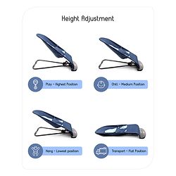 Babyhug Light weight Baby Bouncer with Safety Harness - Navy Blue