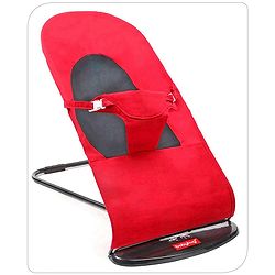 Babyhug Light Weight Baby Bouncer with Safety Harness - Red Black